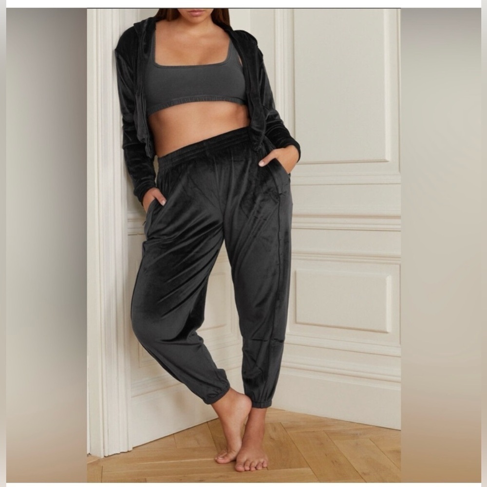 SKIMS Black Velour Track Joggers